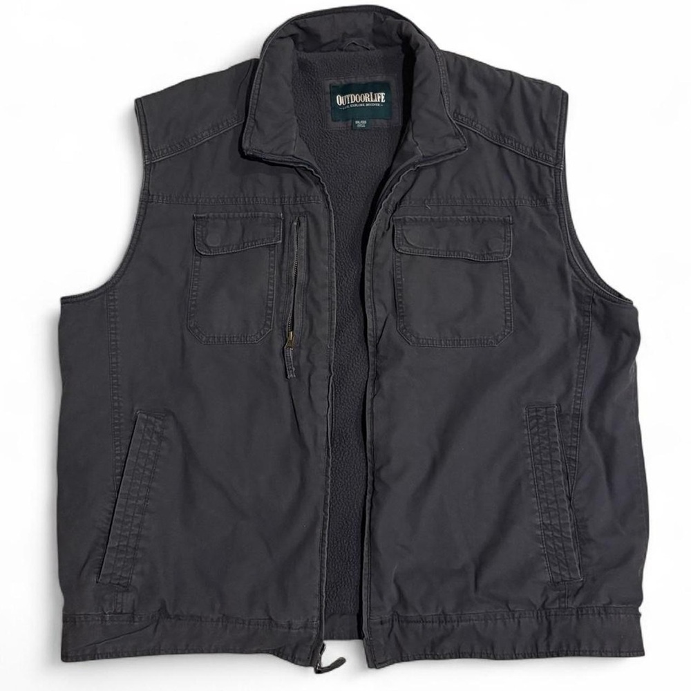 Outdoor Life Fleece Lined Utility Vest Chore Barn Safari Hunting Jacket